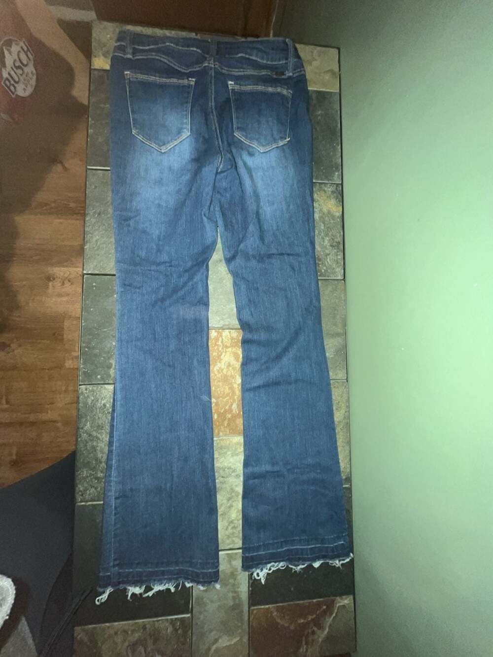 1822 Denim High Waisted Raw Hem Flare Jeans
